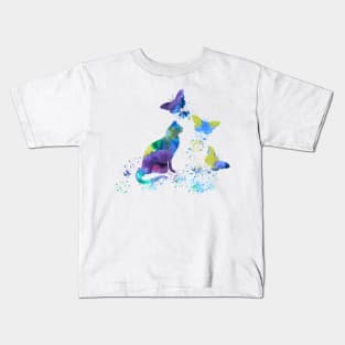 Cat and butterflies Kids T-Shirt